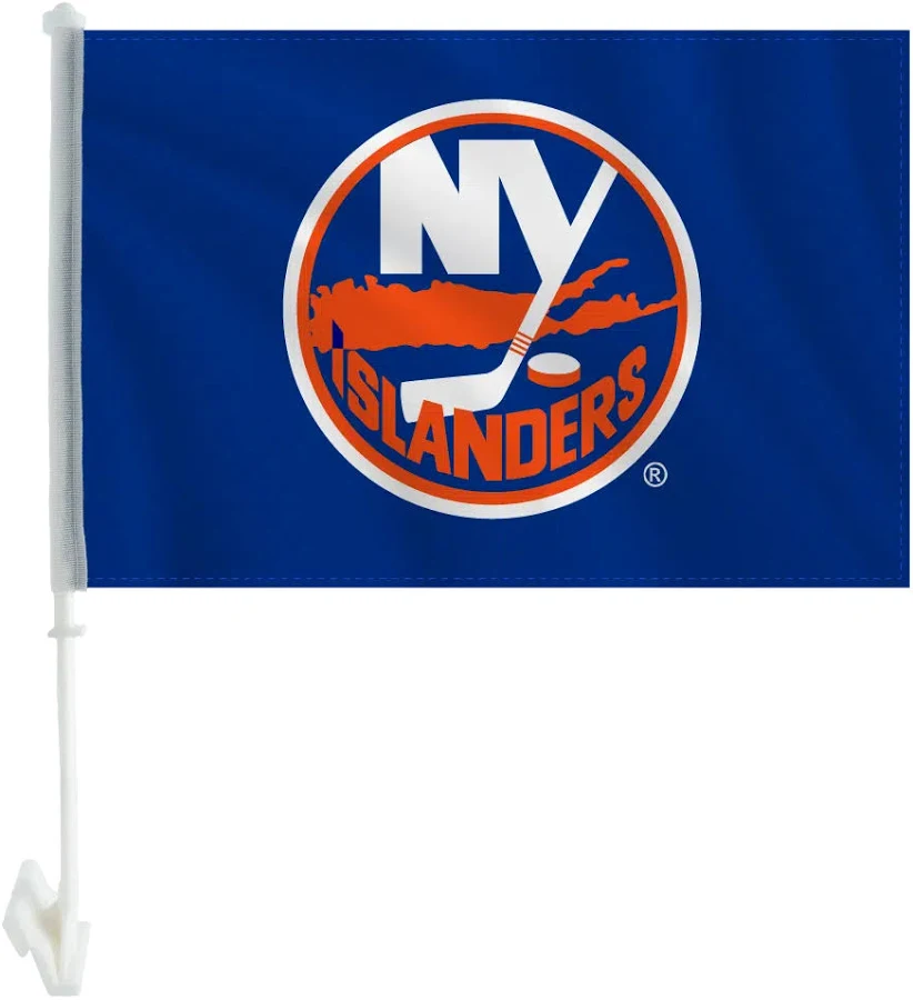 2 Pack Car Window Flags of  NHL New York lslanders 11X18 Inch(28x46cm) 100% Polyester, Strong White Flagpole