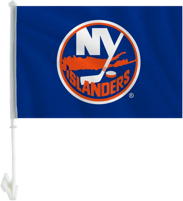 2 Pack Car Window Flags of  NHL New York lslanders 11X18 Inch(28x46cm) 100% Polyester, Strong White Flagpole