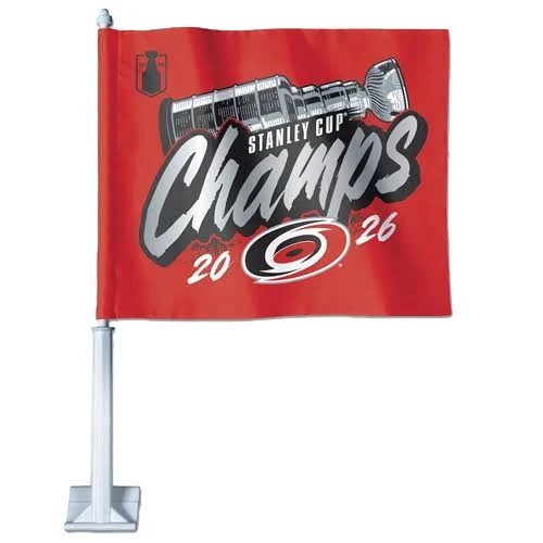 2 Pack NHL Carolina Hurricanes Flag Car Window Flags of Carolina Hurricanes 11X18 Inch(28x46cm) 100% Polyester, Strong White Flagpole