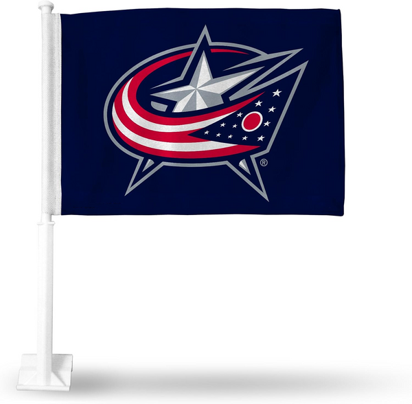 2 Pack NHL Columbus Blue Jackets Flag Car Window Flag of  Columbus Blue Jackets 11X18 Inch(28x46cm) 100% Polyester, Strong White Flagpole