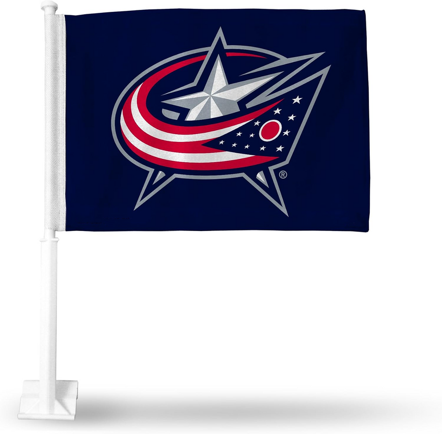 2 Pack NHL Columbus Blue Jackets Flag Car Window Flag of  Columbus Blue Jackets 11X18 Inch(28x46cm) 100% Polyester, Strong White Flagpole