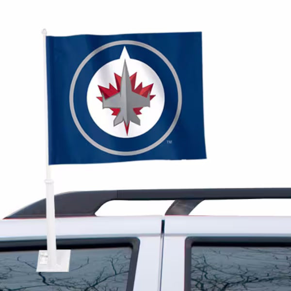2 Pack NHL Winnipeg Jets Flag Car Window Flag of  Winnipeg Jets 11X18 Inch(28x46cm) 100% Polyester, Strong White Flagpole
