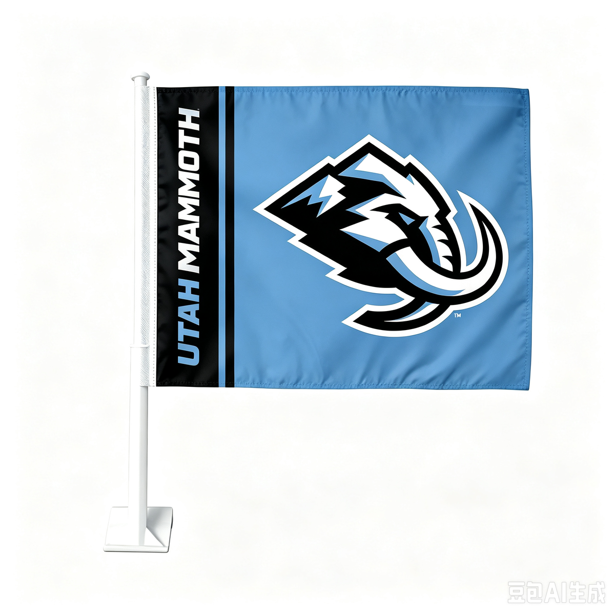 2 Pack Car Window Flags of  NHL Utah Mammoth 11X18 Inch(28x46cm) 100% Polyester, Strong White Flagpole
