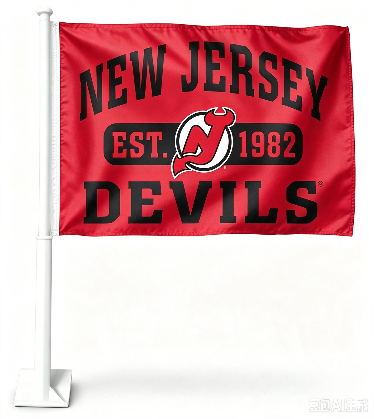 2 Pack NHL New Jersey Devils Flag Car Window Flags of  NJ Devils 11X18 Inch(28x46cm) 100% Polyester, Strong White Flagpole