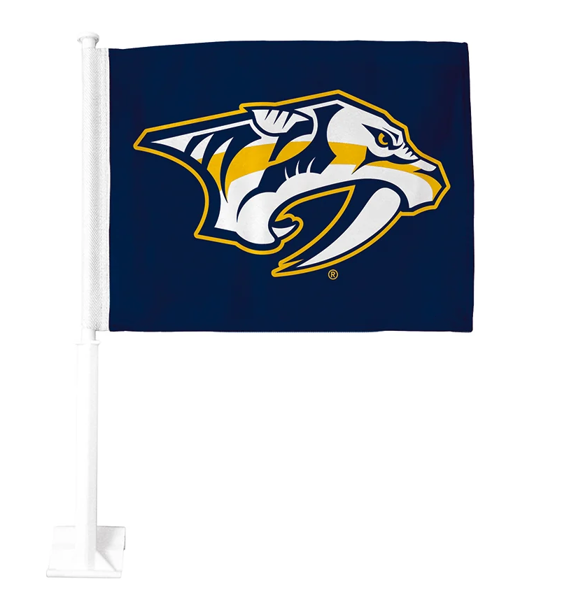 2 Pack Car Window Flags of  NHL Nashville Predators 11X18 Inch(28x46cm) 100% Polyester, Strong White Flagpole