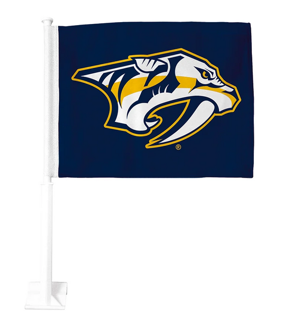 2 Pack Car Window Flags of  NHL Nashville Predators 11X18 Inch(28x46cm) 100% Polyester, Strong White Flagpole