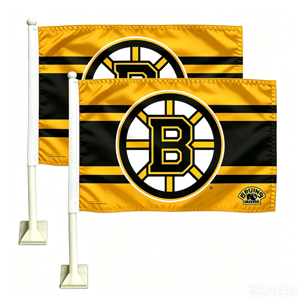 NHL Boston Bruins Car Window Flag of Spain 11X18 Inch(28x46cm) 100% Polyester, Strong White Flagpole