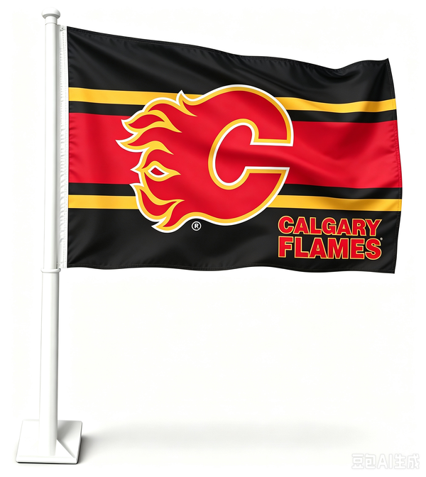 2 Pack Car Window Flags of  NHL Calgary Flames 11X18 Inch(28x46cm) 100% Polyester, Strong White Flagpole
