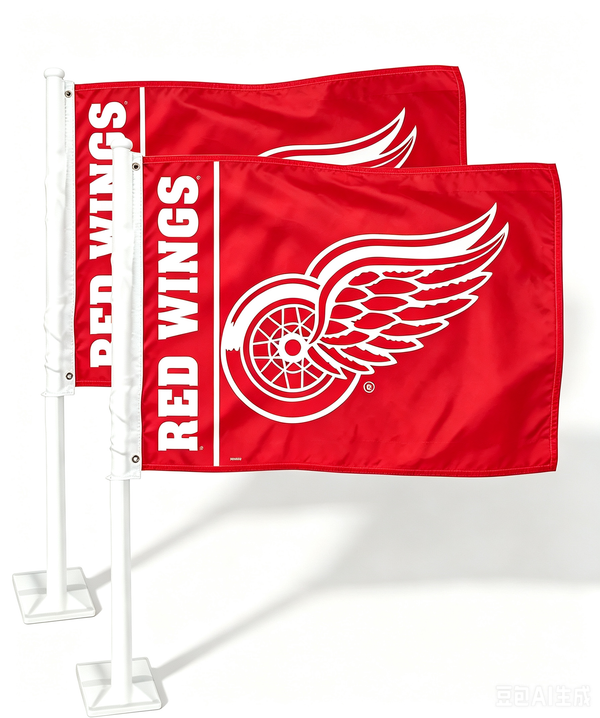 NHL Detroit Red Wings Car Window Flag of Spain 11X18 Inch(28x46cm) 100% Polyester, Strong White Flagpole