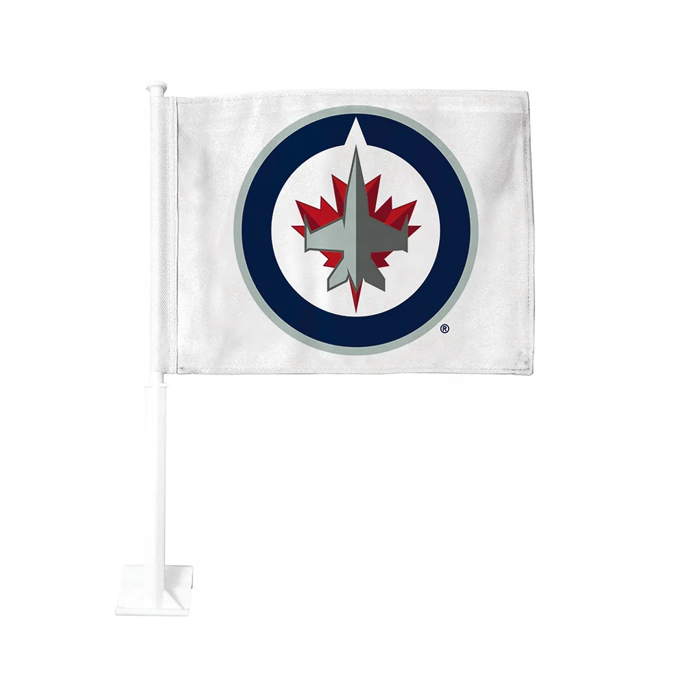 2 Pack NHL Winnipeg Jets Flag Car Window Flag of  Winnipeg Jets 11X18 Inch(28x46cm) 100% Polyester, Strong White Flagpole