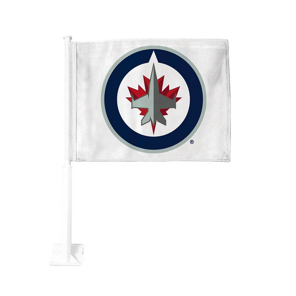 2 Pack NHL Winnipeg Jets Flag Car Window Flag of  Winnipeg Jets 11X18 Inch(28x46cm) 100% Polyester, Strong White Flagpole