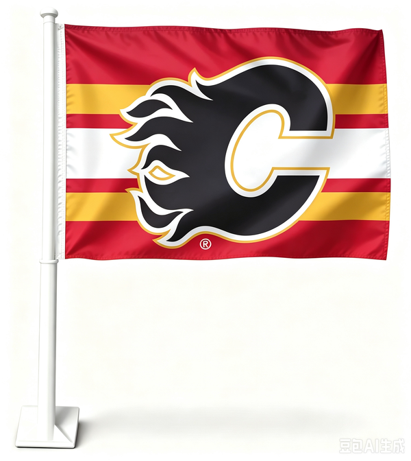 2 Pack Car Window Flags of  NHL Calgary Flames 11X18 Inch(28x46cm) 100% Polyester, Strong White Flagpole