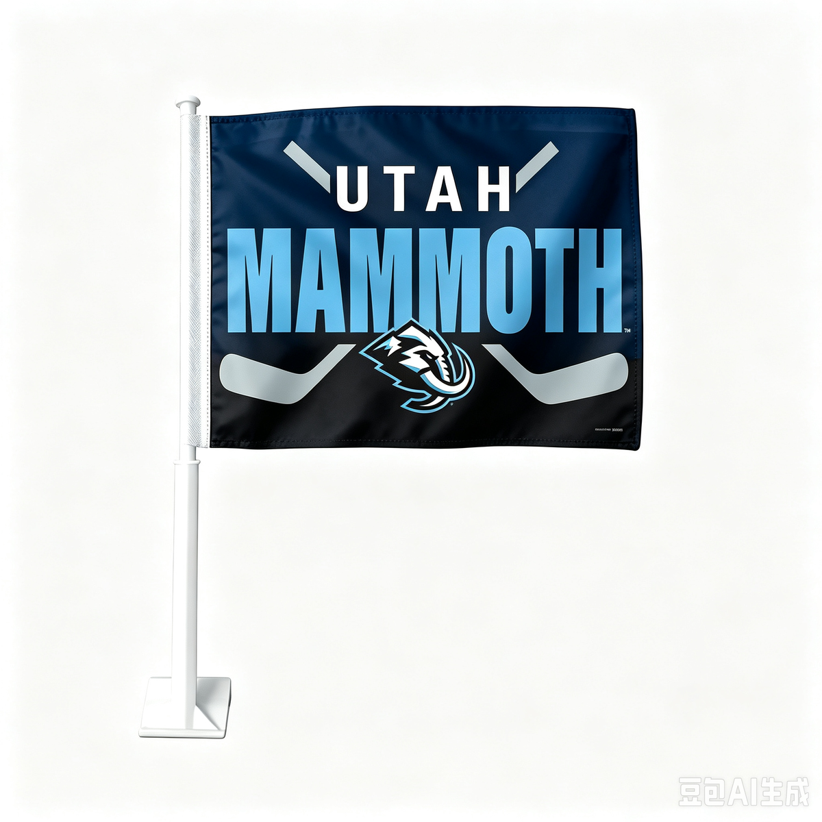 2 Pack Car Window Flags of  NHL Utah Mammoth 11X18 Inch(28x46cm) 100% Polyester, Strong White Flagpole