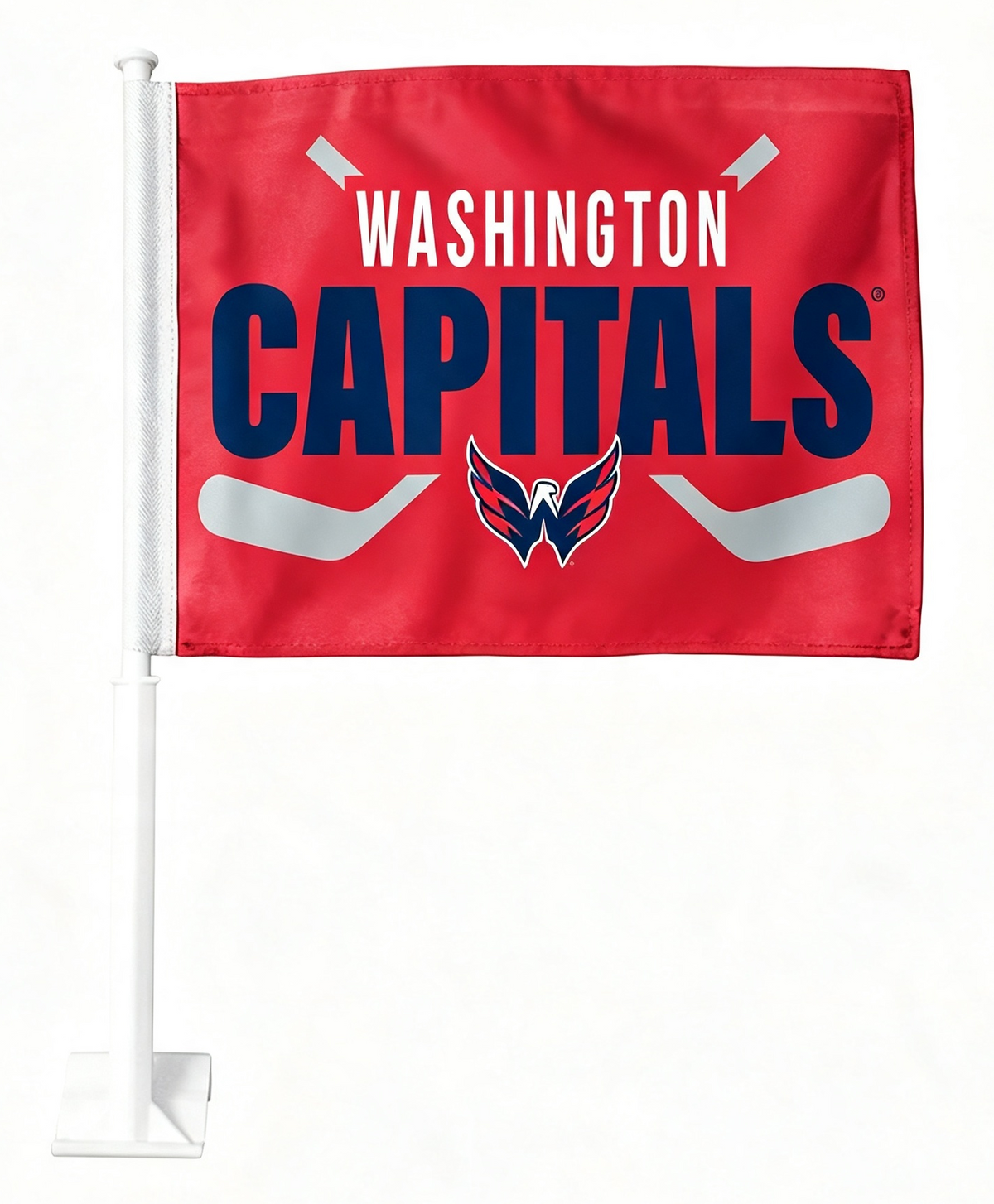 NHL Washington Capitals Car Window Flag of Washington Capitals 11X18 Inch(28x46cm) 100% Polyester, Strong White Flagpole