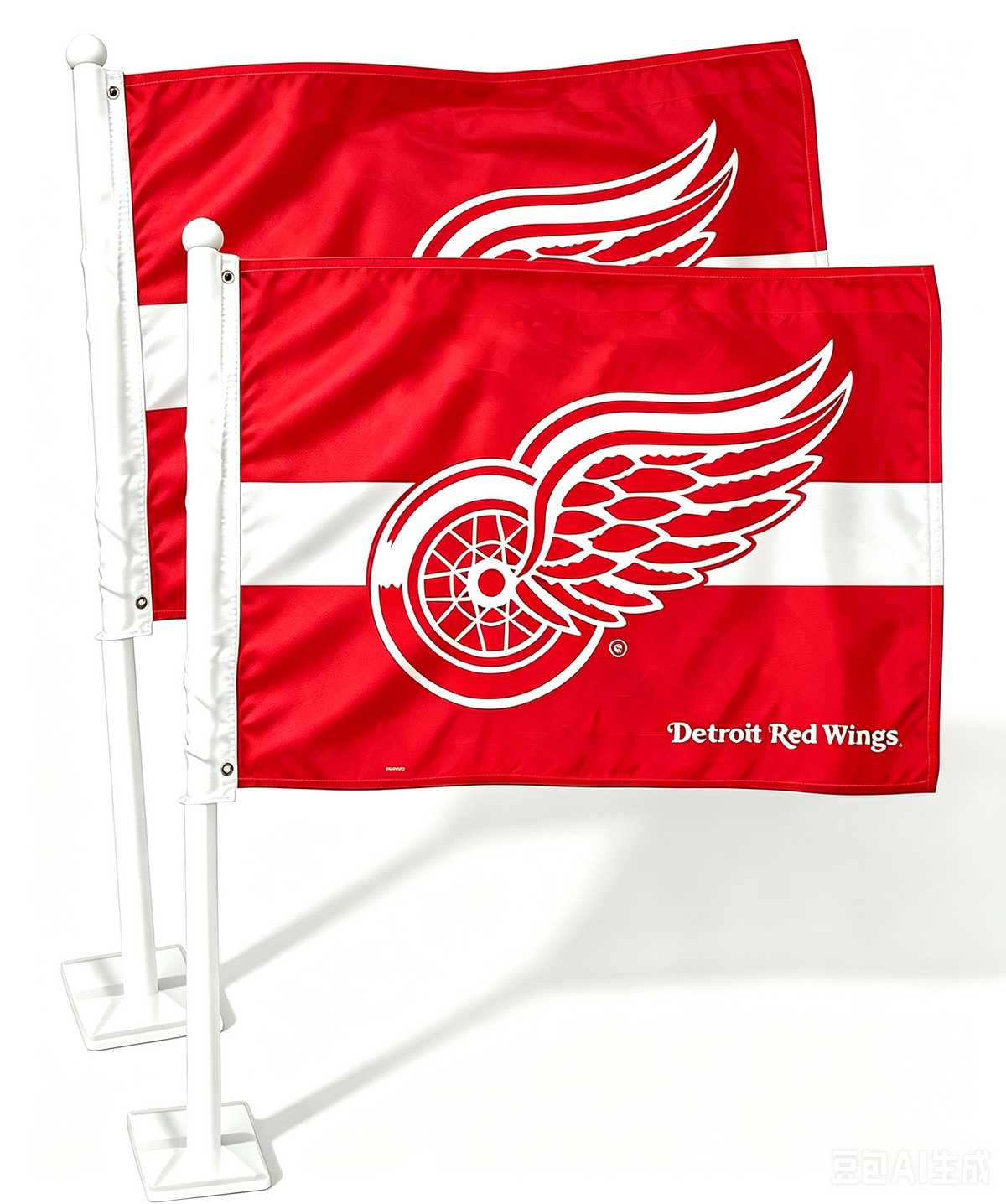 NHL Detroit Red Wings Car Window Flag of Spain 11X18 Inch(28x46cm) 100% Polyester, Strong White Flagpole