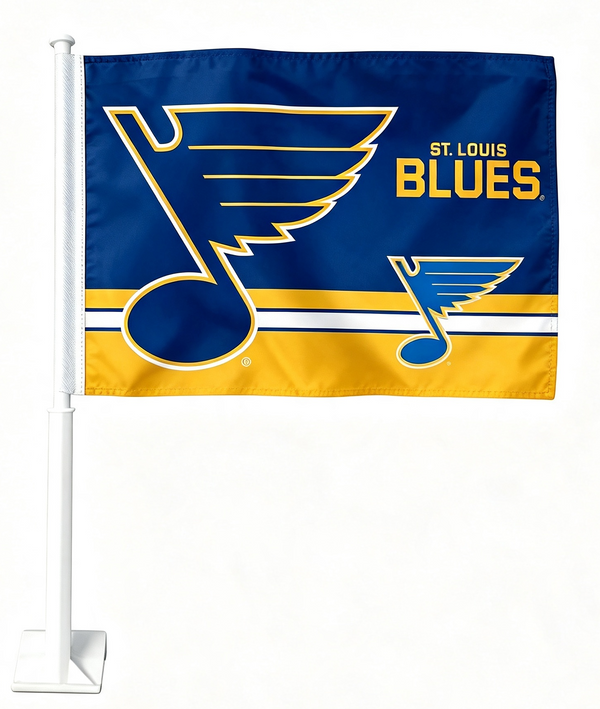 NHL St. Louis Blues Car Window Flag of  Florida Panthers 11X18 Inch(28x46cm) 100% Polyester, Strong White Flagpole