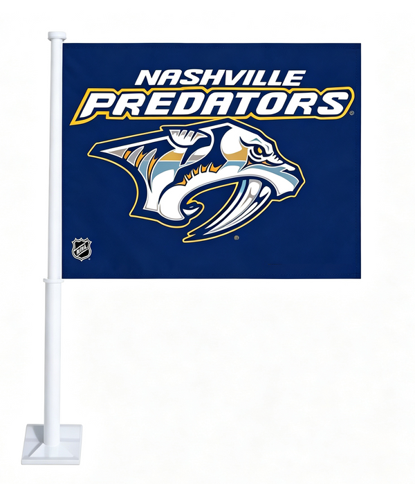 2 Pack Car Window Flags of  NHL Nashville Predators 11X18 Inch(28x46cm) 100% Polyester, Strong White Flagpole