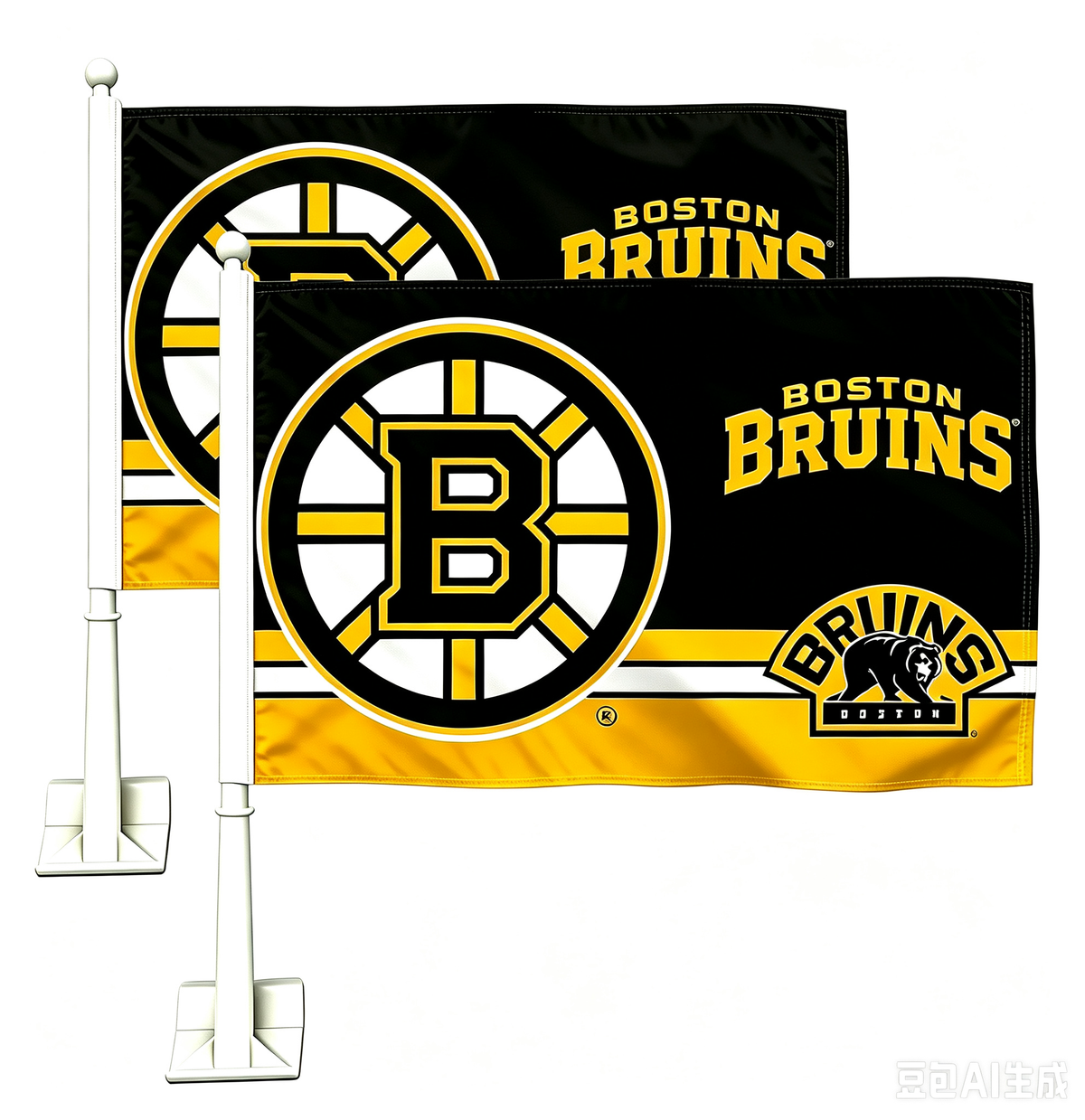 NHL Boston Bruins Car Window Flag of Spain 11X18 Inch(28x46cm) 100% Polyester, Strong White Flagpole