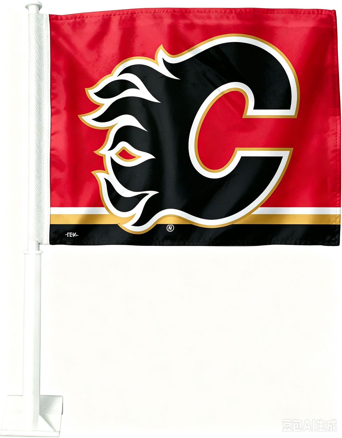 2 Pack Car Window Flags of  NHL Calgary Flames 11X18 Inch(28x46cm) 100% Polyester, Strong White Flagpole