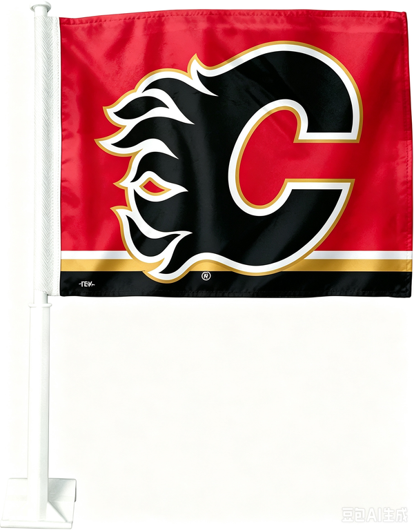 2 Pack Car Window Flags of  NHL Calgary Flames 11X18 Inch(28x46cm) 100% Polyester, Strong White Flagpole