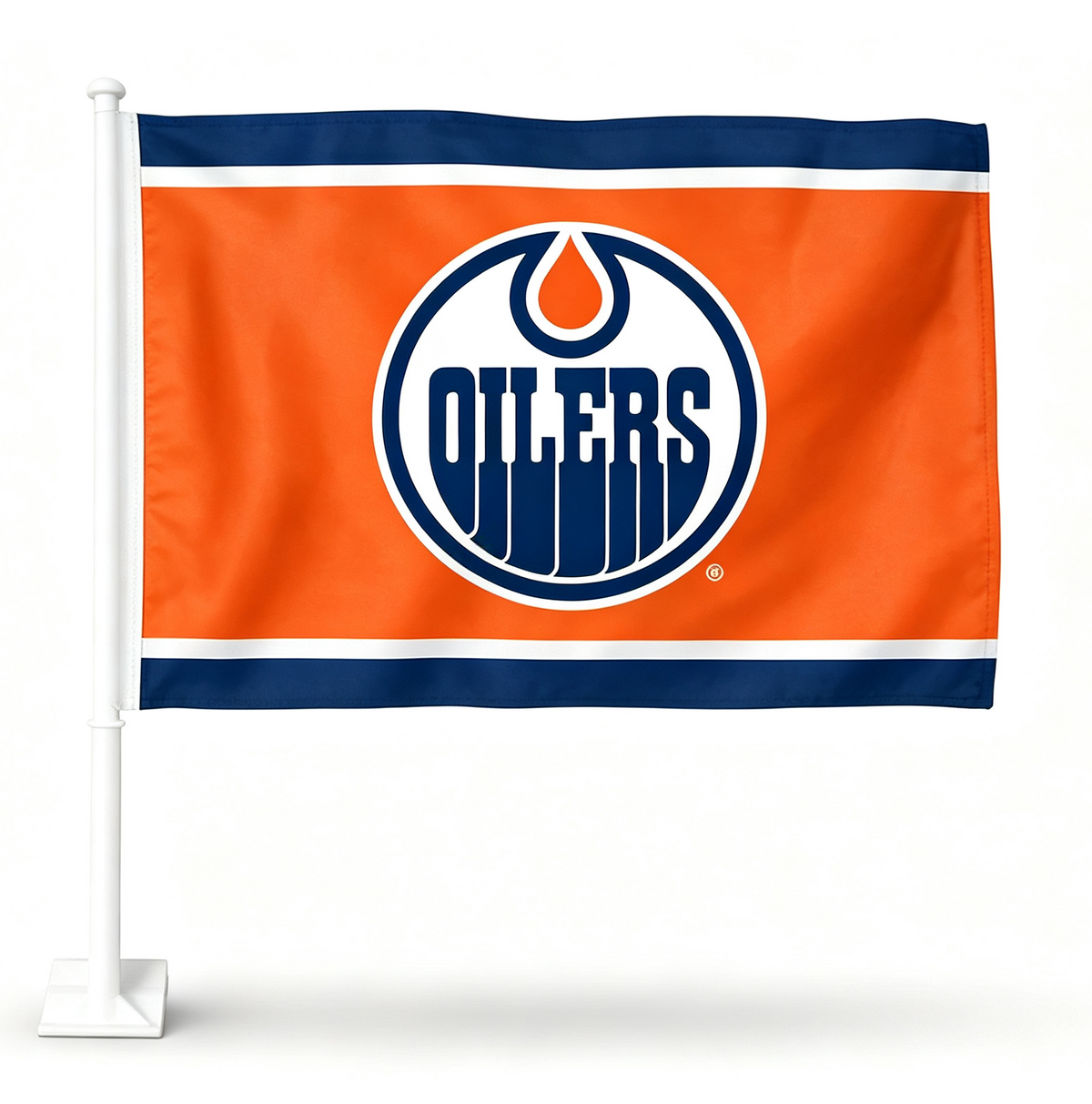 2 Pack NHL Edmonton Oilers Flag Car Window Flag of Edmonton Oilers 11X18 Inch(28x46cm) 100% Polyester, Strong White Flagpole