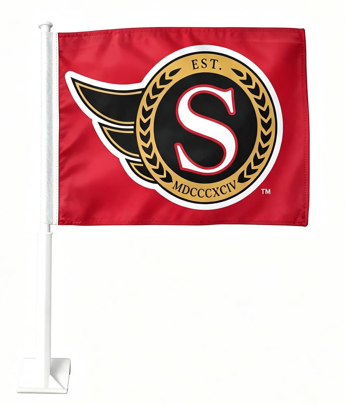 2 Pack NHL Ottawa Senators Flag Car Window Flags of Ottawa Senators 11X18 Inch(28x46cm) 100% Polyester, Strong White Flagpole