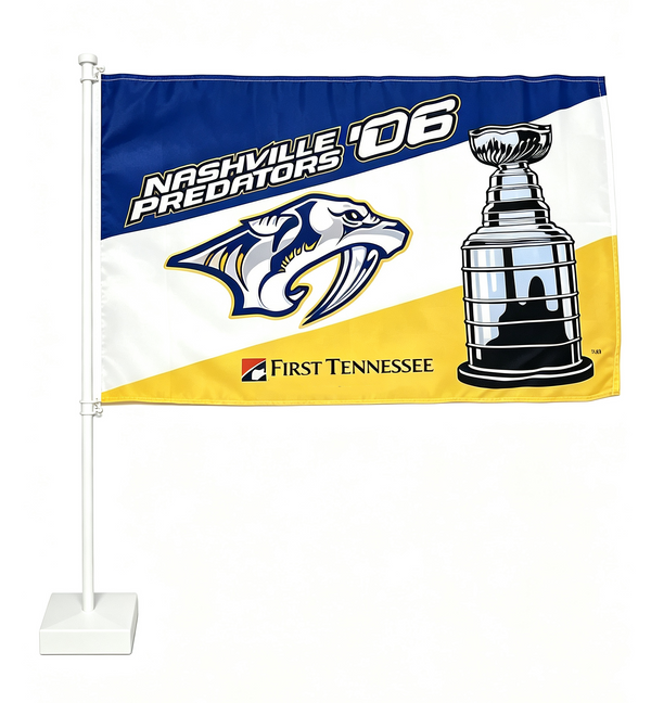 2 Pack Car Window Flags of  NHL Nashville Predators 11X18 Inch(28x46cm) 100% Polyester, Strong White Flagpole