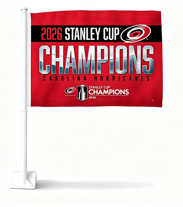 2 Pack NHL Carolina Hurricanes Flag Car Window Flags of Carolina Hurricanes 11X18 Inch(28x46cm) 100% Polyester, Strong White Flagpole
