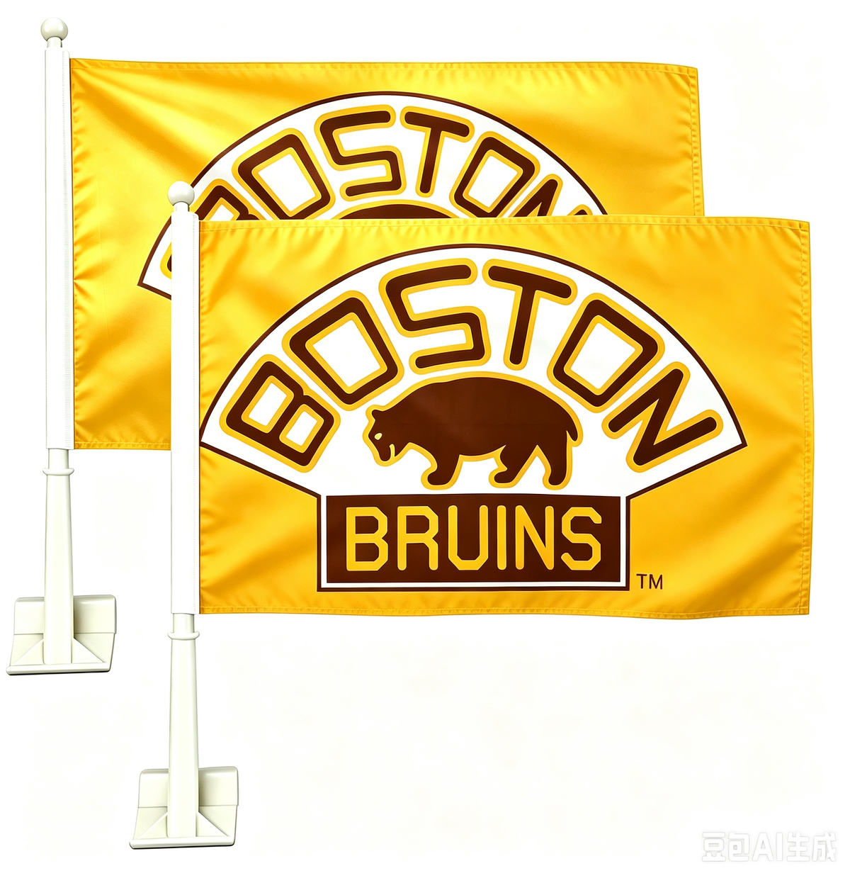 NHL Boston Bruins Car Window Flag of Spain 11X18 Inch(28x46cm) 100% Polyester, Strong White Flagpole