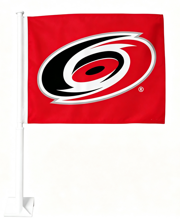 2 Pack NHL Carolina Hurricanes Flag Car Window Flags of Carolina Hurricanes 11X18 Inch(28x46cm) 100% Polyester, Strong White Flagpole