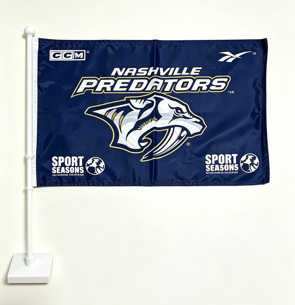 2 Pack Car Window Flags of  NHL Nashville Predators 11X18 Inch(28x46cm) 100% Polyester, Strong White Flagpole