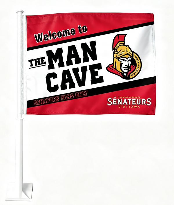 2 Pack NHL Ottawa Senators Flag Car Window Flags of Ottawa Senators 11X18 Inch(28x46cm) 100% Polyester, Strong White Flagpole