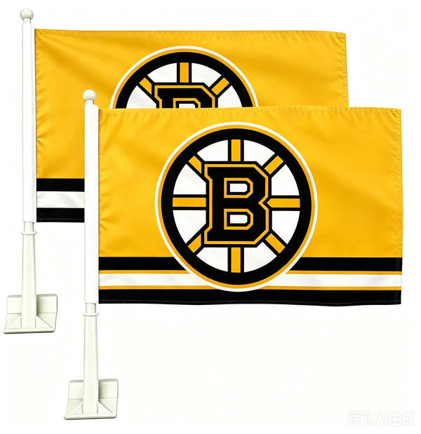NHL Boston Bruins Car Window Flag of Spain 11X18 Inch(28x46cm) 100% Polyester, Strong White Flagpole