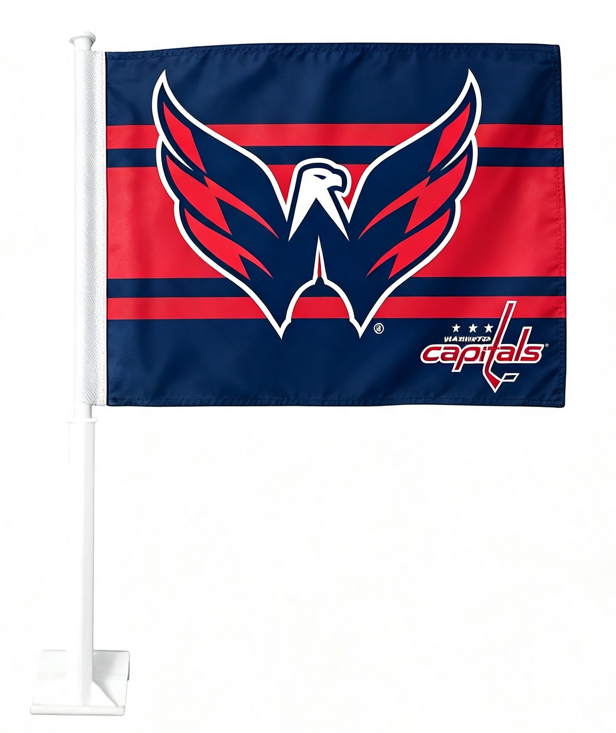 NHL Washington Capitals Car Window Flag of Washington Capitals 11X18 Inch(28x46cm) 100% Polyester, Strong White Flagpole