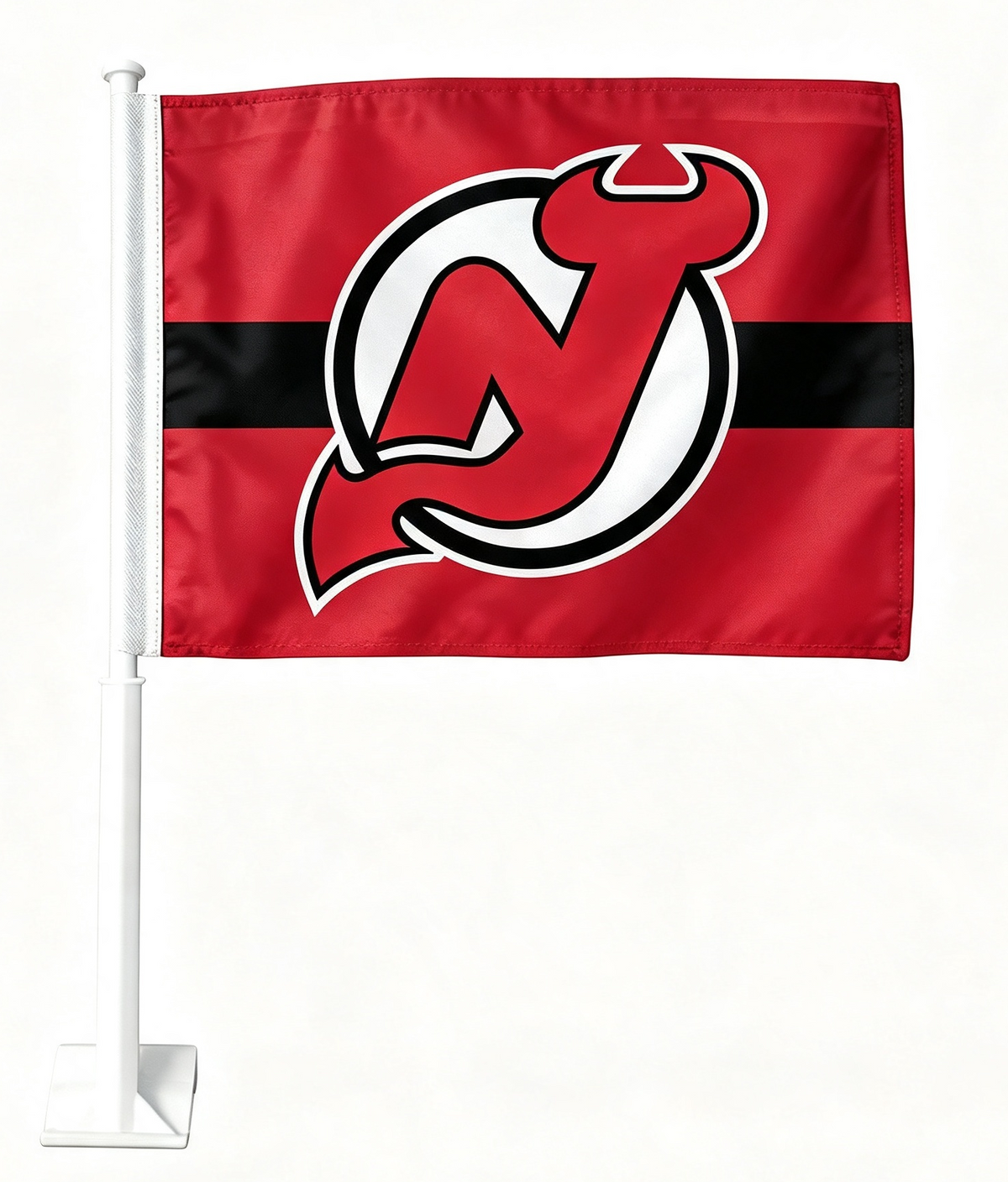 2 Pack NHL New Jersey Devils Flag Car Window Flags of  NJ Devils 11X18 Inch(28x46cm) 100% Polyester, Strong White Flagpole