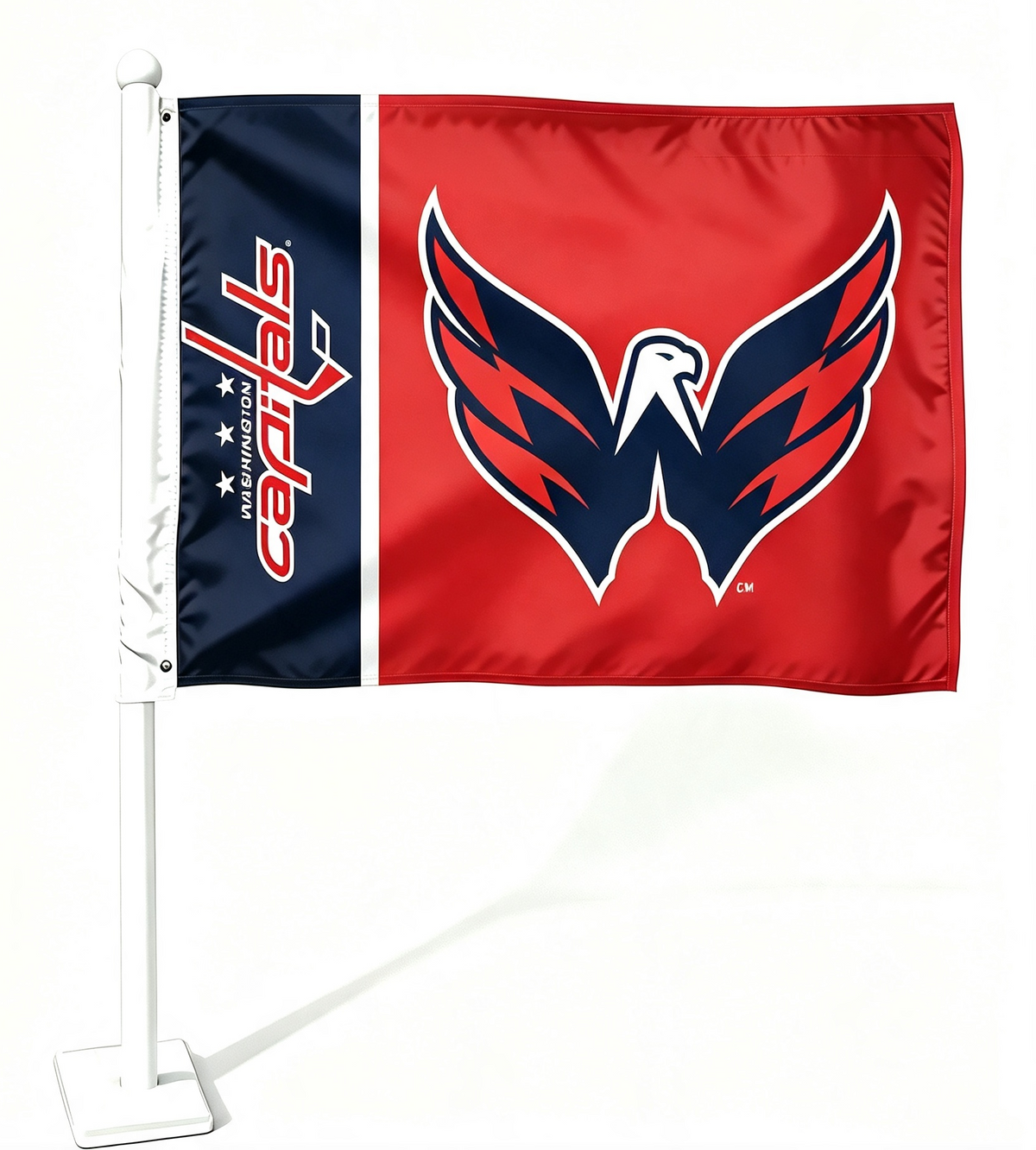 NHL Washington Capitals Car Window Flag of Washington Capitals 11X18 Inch(28x46cm) 100% Polyester, Strong White Flagpole