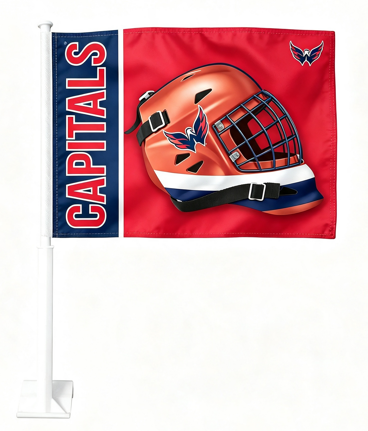 NHL Washington Capitals Car Window Flag of Washington Capitals 11X18 Inch(28x46cm) 100% Polyester, Strong White Flagpole