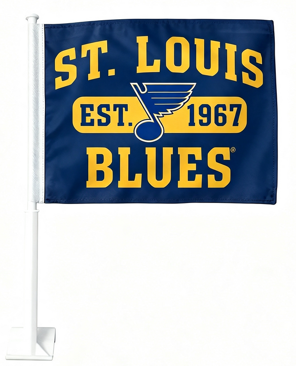 NHL St. Louis Blues Car Window Flag of  Florida Panthers 11X18 Inch(28x46cm) 100% Polyester, Strong White Flagpole