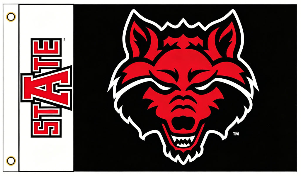 Arkansas State Red Wolves Flag - 3x5 ft -NCAA University Flag-100% Polyester- One sided / Double sided