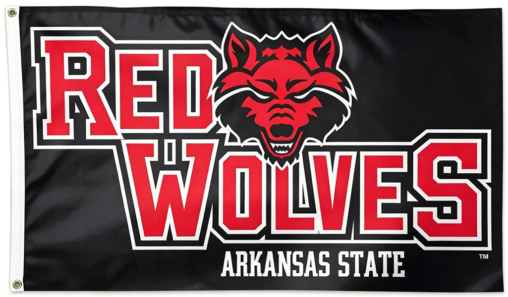 Arkansas State Red Wolves Flag - 3x5 ft -NCAA University Flag-100% Polyester- One sided / Double sided