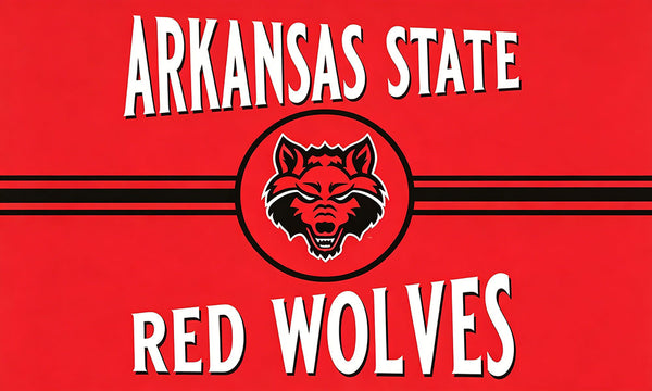 Arkansas State Red Wolves Flag - 3x5 ft -NCAA University Flag-100% Polyester- One sided / Double sided