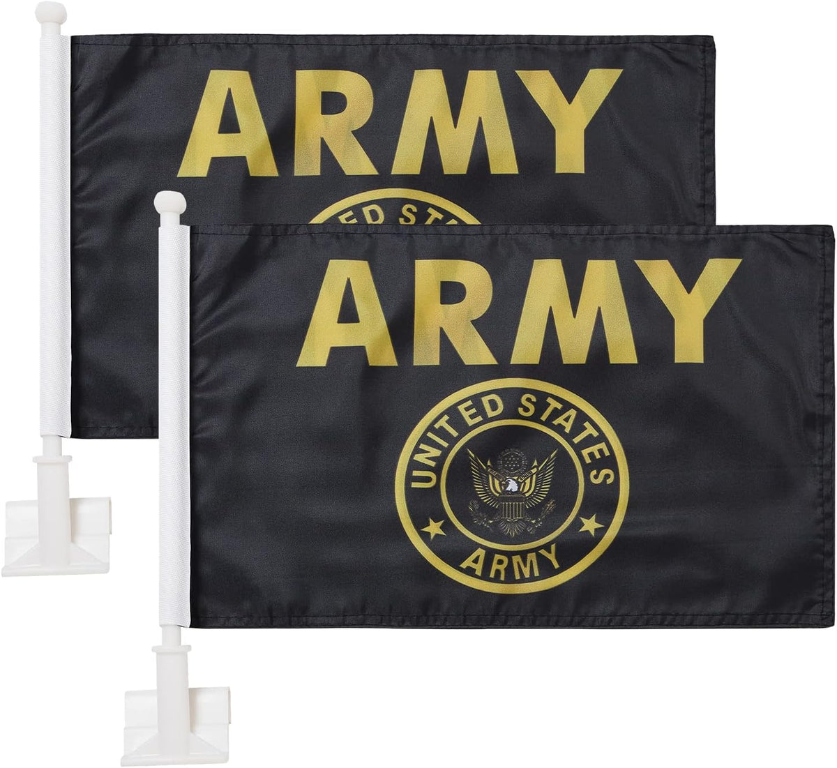 US Army Flag Car Window Flag of United States Army 11X18 Inch(28x46cm) 100% Polyester, Strong White Flagpole