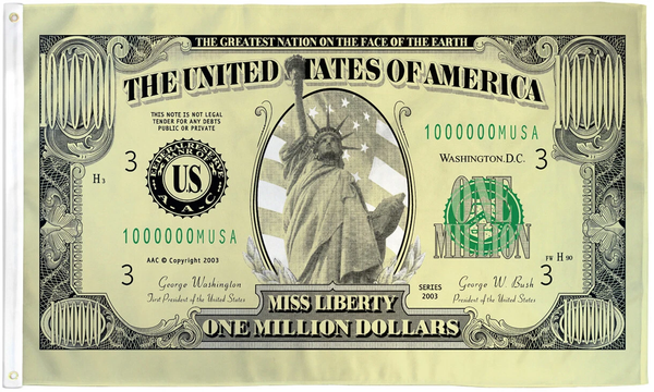Hundred Million Dollar Bill Flag -3x5ft Novelty Money Flag $100 Bill Flag /Million Flag - flagsshop