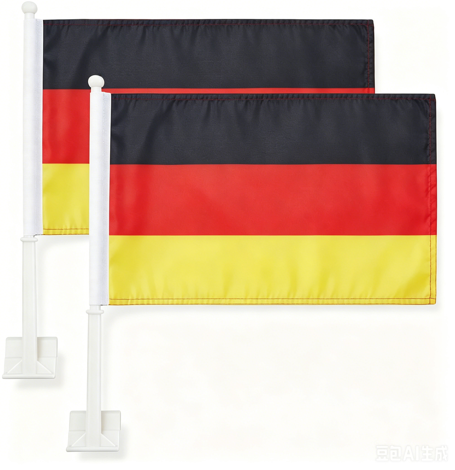 German Flag Car Window Flag of Germany 11X18 Inch(28x46cm) 100% Polyester, Strong White Flagpole