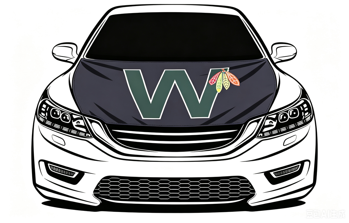 NHL Chicago Blackhawks Car Hood Cover Flag , Chicago Blackhawks Engine Banner,4X5ft/6X7FT,100% Polyester Elastic Fabrics Can be Washed