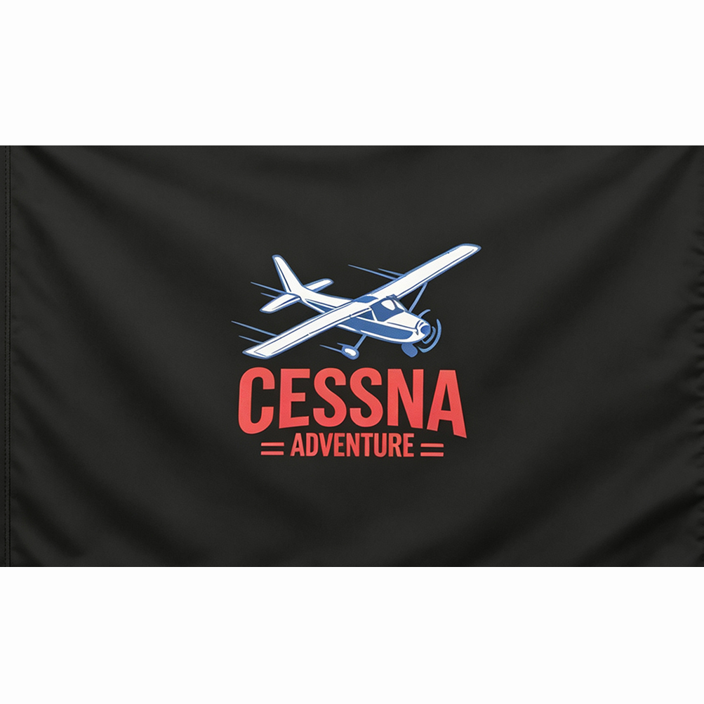Cessna Flag - 3x5 FT Banner-100% polyester-2 Metal Grommets-one sided /double sided