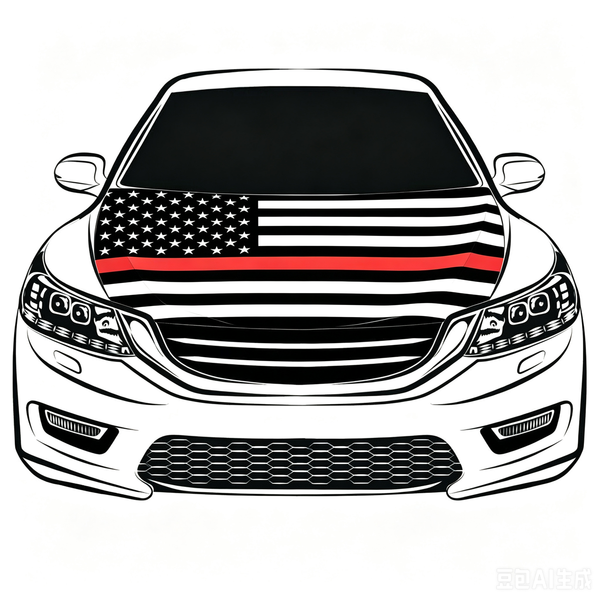 America Police Car Hood Cover Flag ,Thin blue line Banner Engine Flag,3.3X5ft,100% Polyester Elastic Fabrics Can be Washed