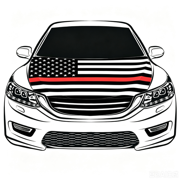 America Police Car Hood Cover Flag ,Thin blue line Banner Engine Flag,3.3X5ft,100% Polyester Elastic Fabrics Can be Washed