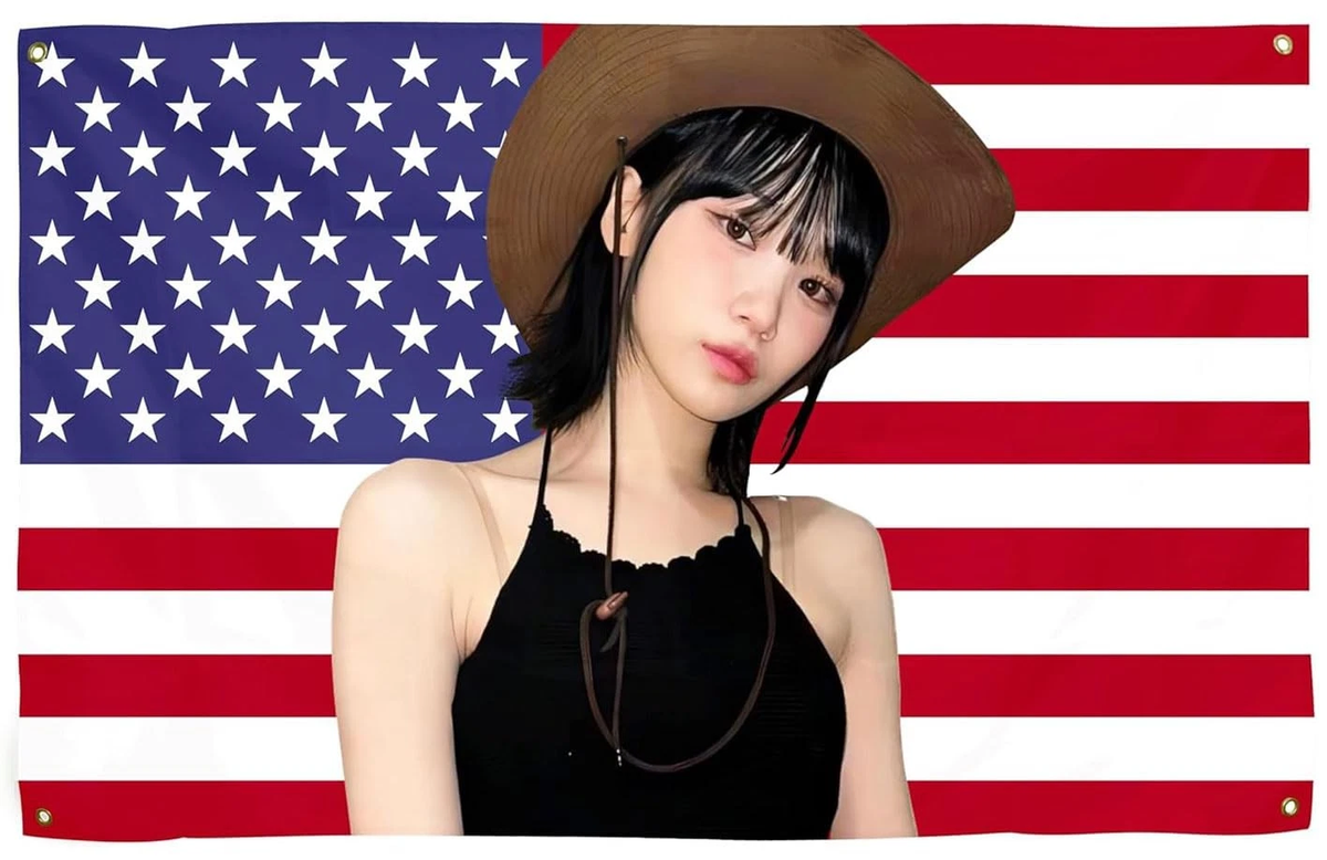 Chaewon American Flag Flag -3x5 ft Chae-Won tapestry kpop  Banner-100% polyester-2 Metal Grommets-One sided /Two sided