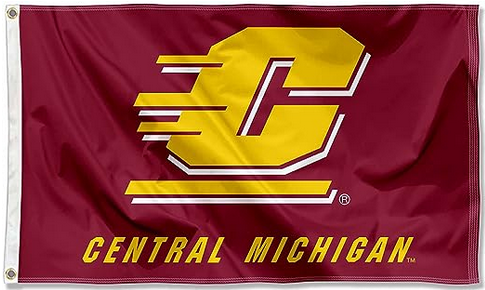 CMU Central Michigan Chippewas University Large College Flag - 3x5 FT Banner-100% polyester-2 Metal Grommets
